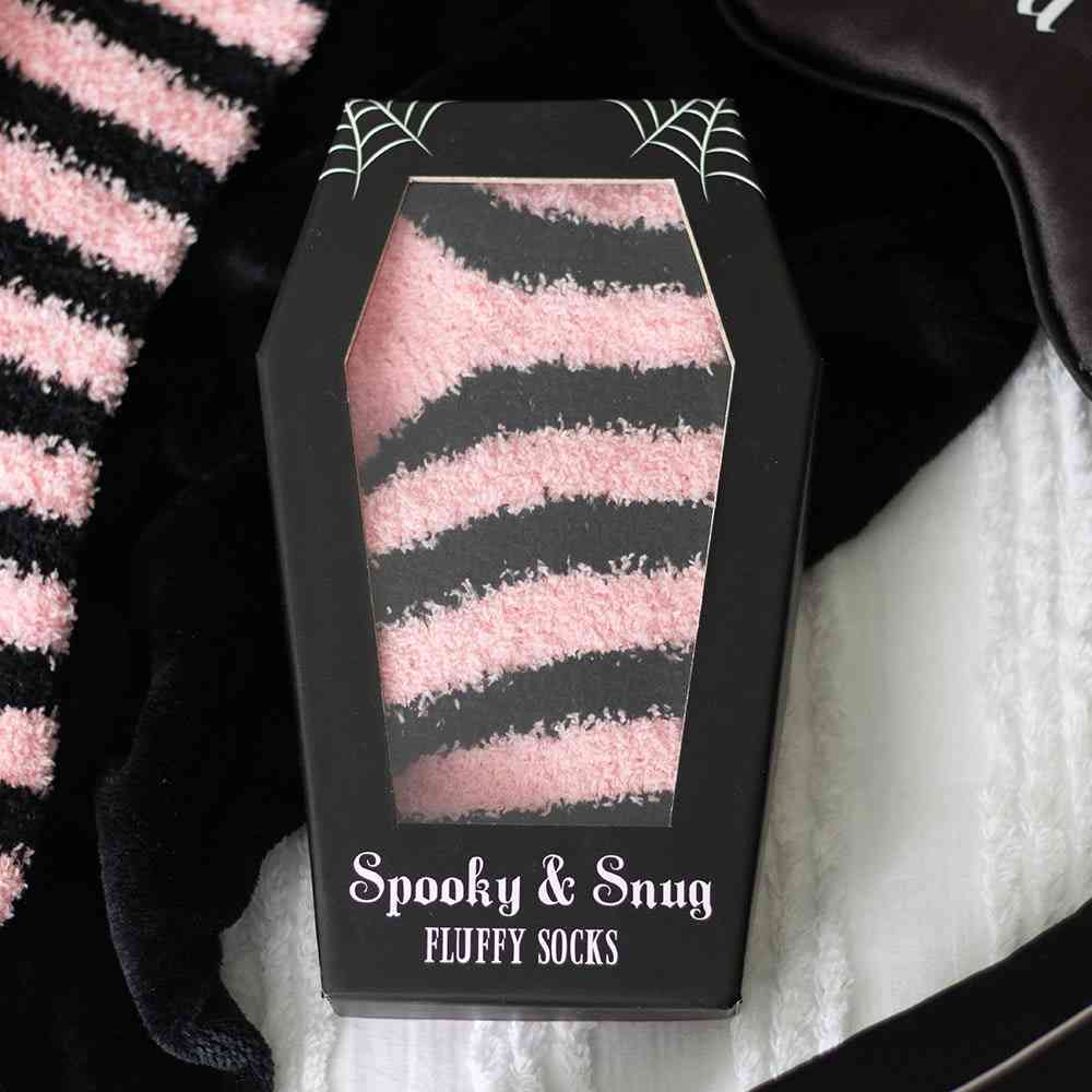 Something Different - Pink and Black Striped Socks in Coffin Gift Box Chaussettes - Noir/Rose